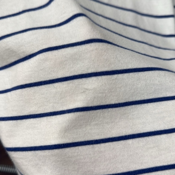 Patagonia White and Blue Stripe Cuffed Quarter Sleeve Tee Size Large - Picture 10 of 11